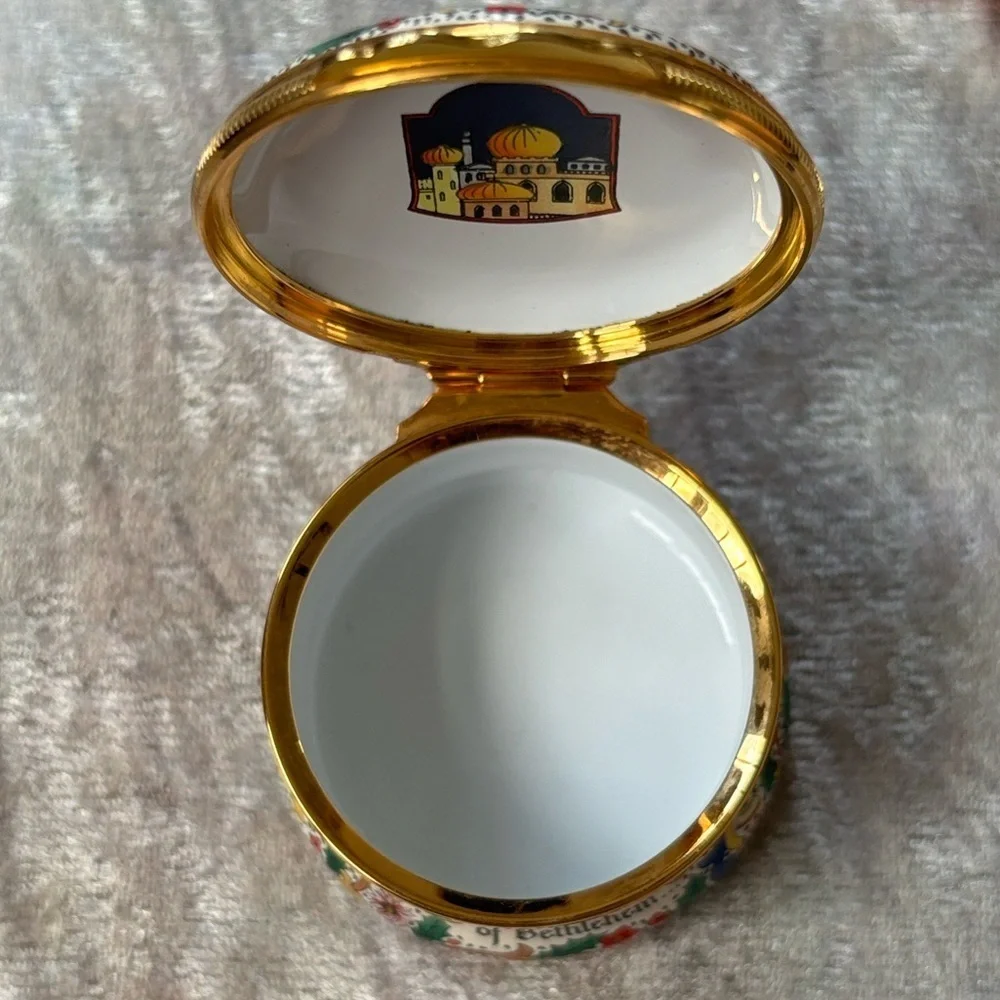 Halcyon Days Christmas 1992 Little Town of Bethlehem Enamel Box Copper Vintage